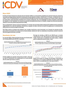 Boletín Indice de Costos Directos de la Construcción de Viviendas, Mayo 2020