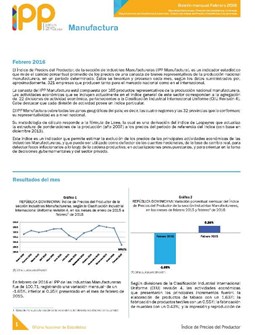 Boletín Índice de Precios del Productor Manufactura Febrero 2016